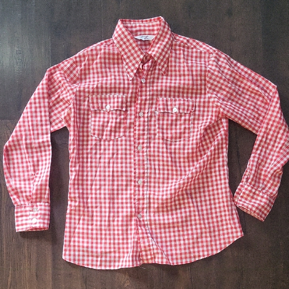 Vintage Levi's Red and White Gingham Checkered Shirt